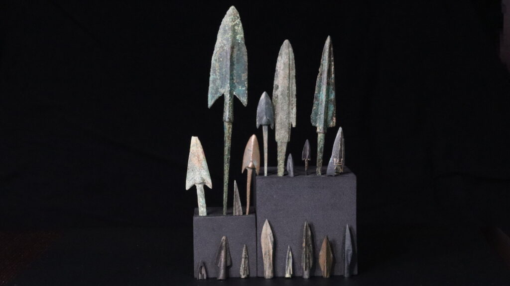 Ancient bronze arrowheads